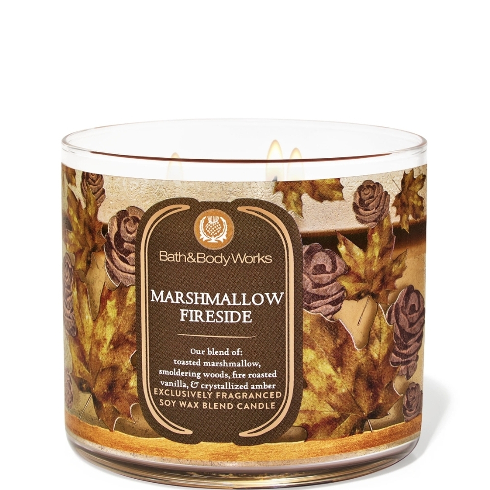 Bath & Body Works Marshmallow Fireside Candle - Brown and Gold